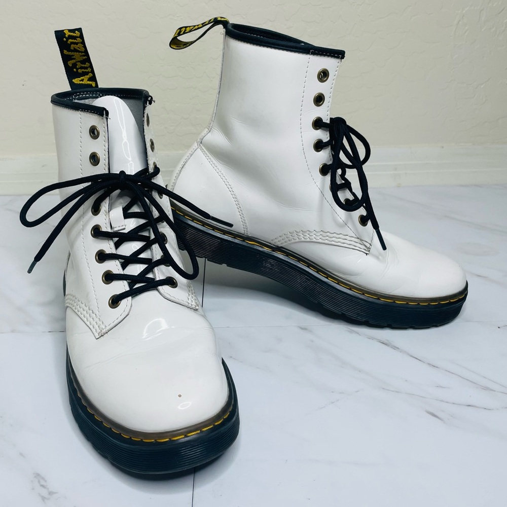 Dr Martens Zavala US Women’s 9 White Patent Leather Mens’s 8 Boot Doc Air Wair